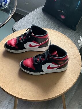 Nike Kids Red, Black & White Mid-Top Sneakers